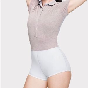 Outdoor Voices Players Polosuit Heathered Maroon & Gray Bodysuit Size Medium